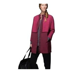 Lululemon Cocoon Car Coat Berry Red Soft Stretch Long Jacket Womens S